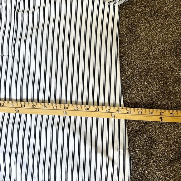 chico’s Blue White striped 1/4 button up shirt ruffle sleeves Size 2 US 12/L - Picture 8 of 9